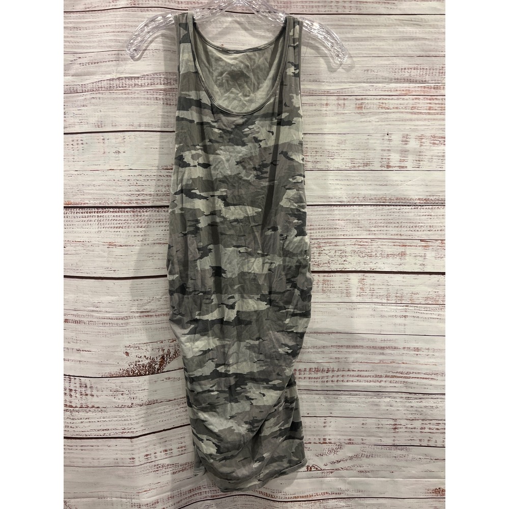 Isabel Maternity Camo Ruched Bodycon Tank Dress Gray Medium